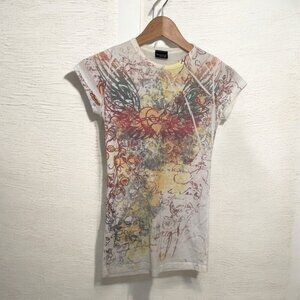 Seductions y2k  Women's Graphic Tee - Multicolor tattoo grunge angel pink S